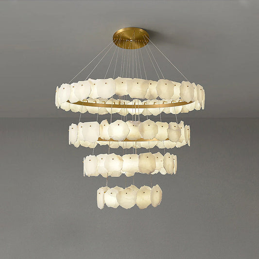 Alabaster Tiered Circular Chandelier