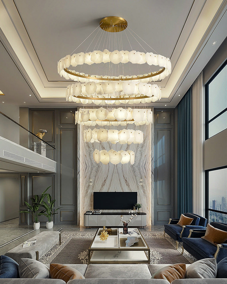 Alabaster Tiered Circular Chandelier