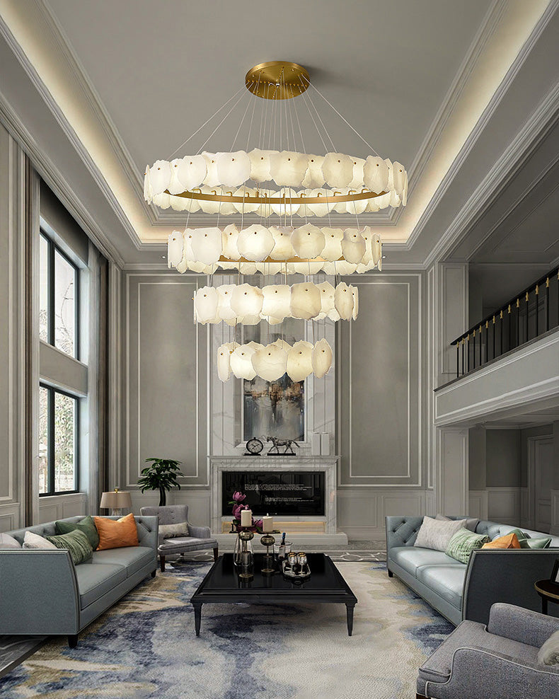 Alabaster Tiered Circular Chandelier